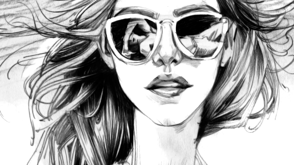 Девушка в очках эскиз