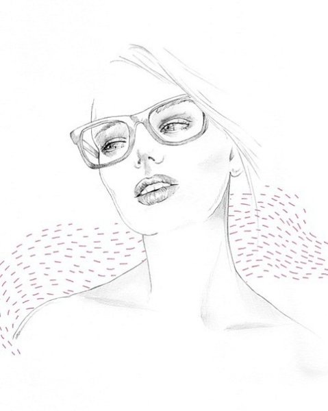 Портрет девушки в очках карандашом