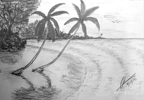 Пляж карандашом