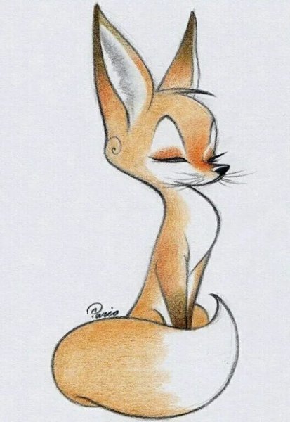 Лиса рисунок карандашом для срисовки