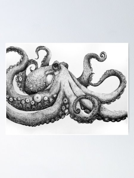 Осьминог карандашом