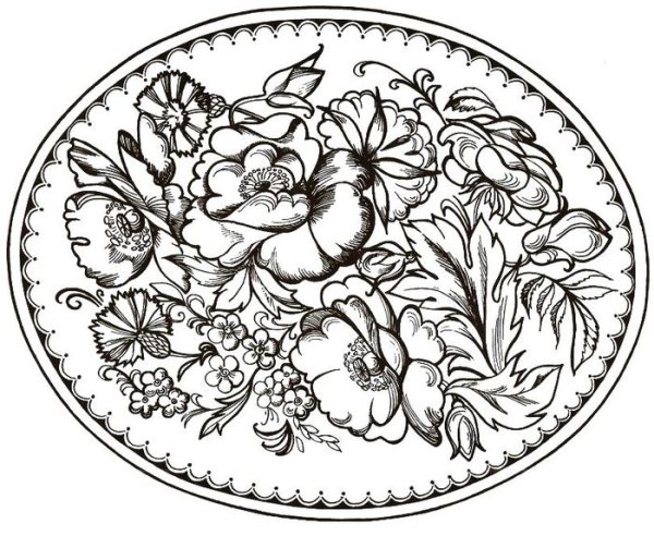 Расписной Жостовский поднос эскиз