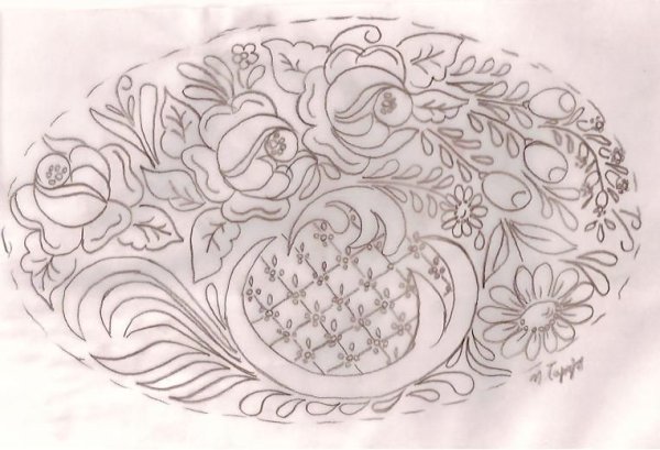 Жостовская роспись сирень рисунок