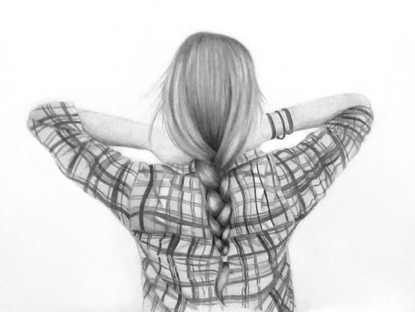 Девушка со спины рисунок