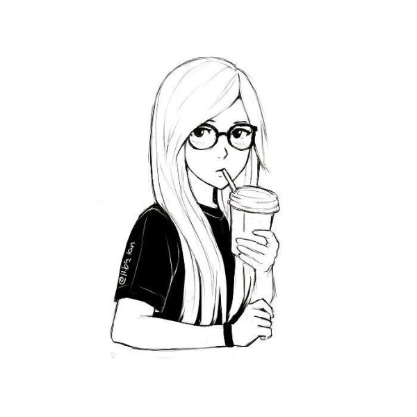 Рисунки для срисовки девочки с очками