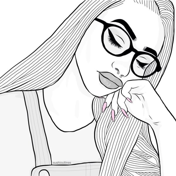 Рисунки для срисовки девушки в очках