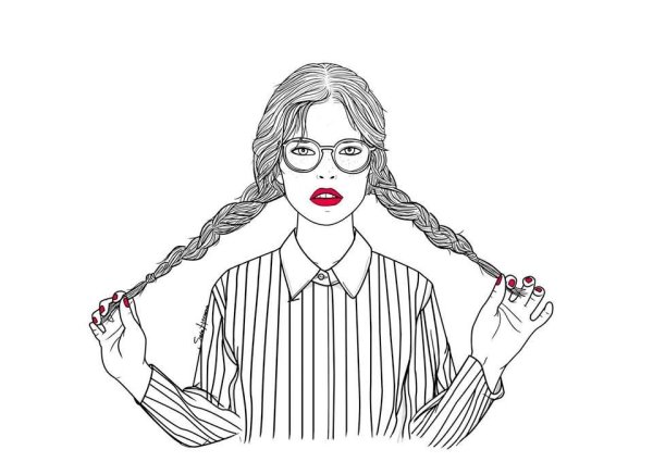 Рисунки для срисовки девушки в очках