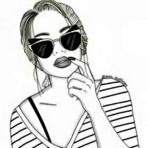 Девушка с очками рисунок карандашом