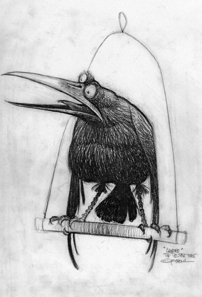 Рисунок вороны карандашом