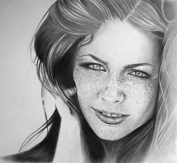 Девушка карандашом