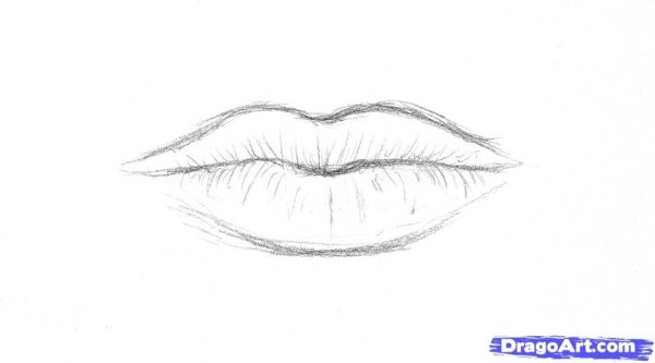Нарисовать губы карандашом