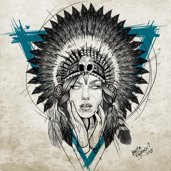 Тату девушка индеец