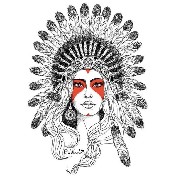 Поэтапный рисунок индейца