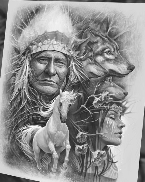 Тату вождь индейцев эскиз