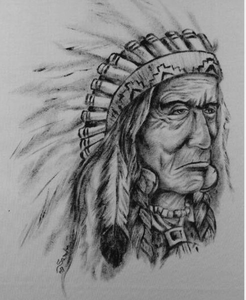 Тату индейская девушка