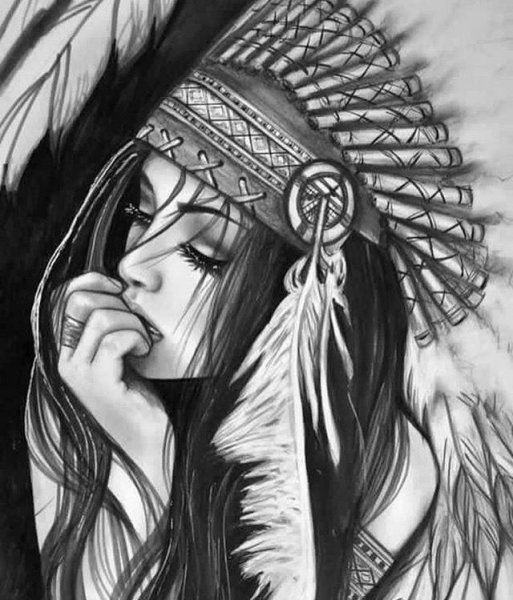 Индеец рисунок карандашом