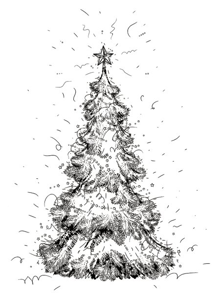 Новогодняя елка карандашом