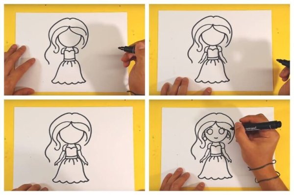 Девочка рисунок пошагово