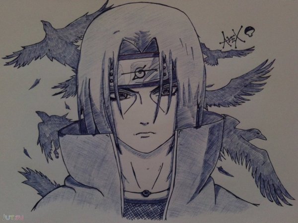Рисунок из Наруто карандашом Итачи