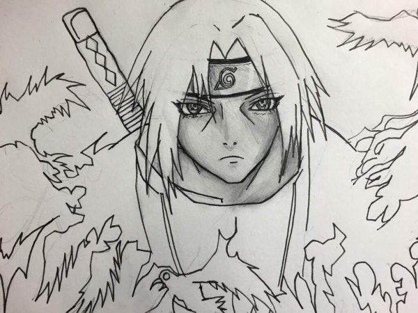 Саске Учиха портрет для срисовки