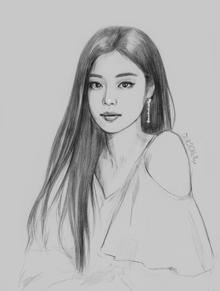Портрет кореянки карандашом