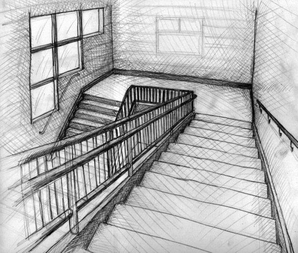 Лестница карандашом