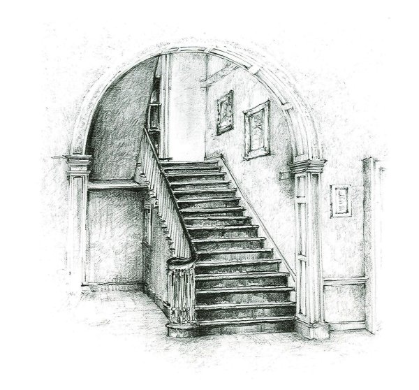 Лестница карандашный набросок