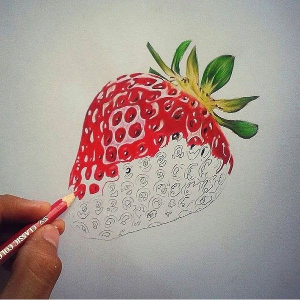 Клубника красками