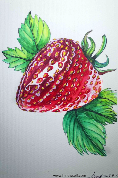 Земляника акварель