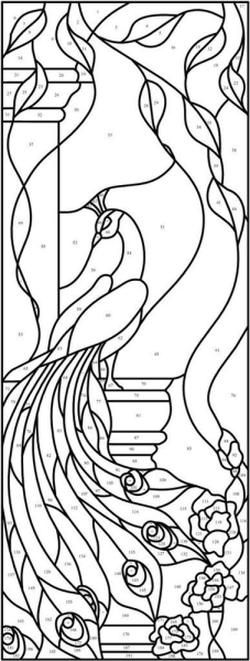 Трафарет для витража птицы