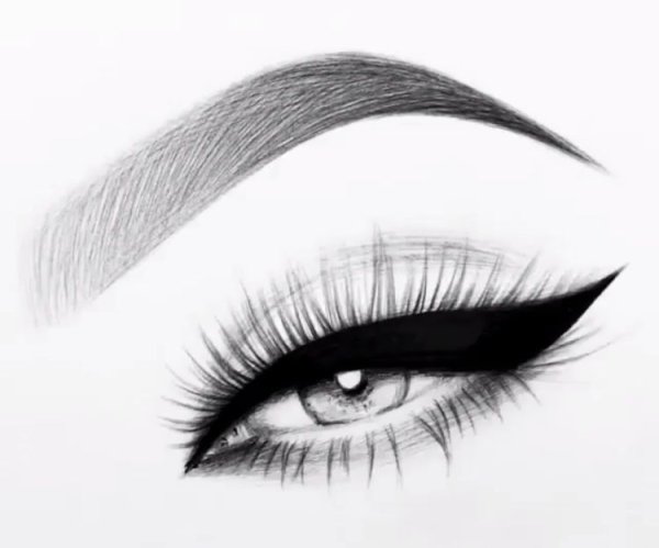 Нарисованная девушка с ресницами