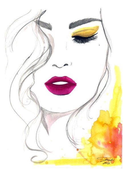 Девушка с макияжем рисунок легкий