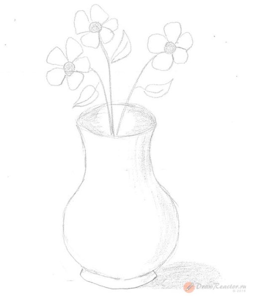 Ваза с цветочками раскраска