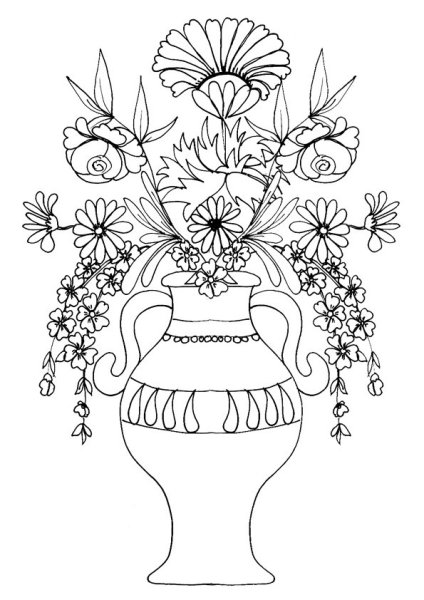 Рисунок вазы с цветами карандашом