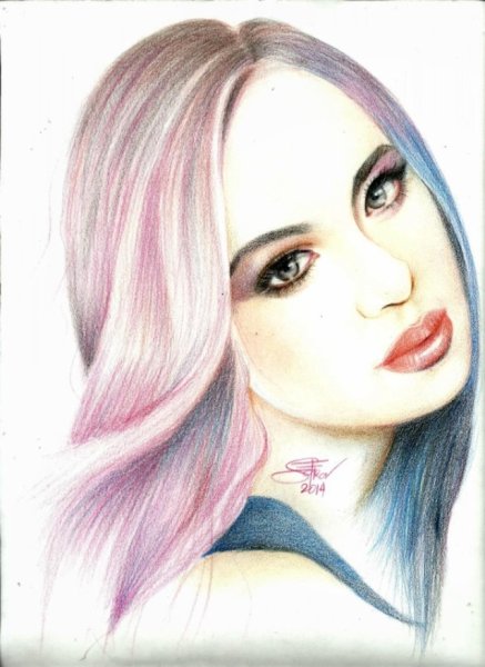 Девушка цветными карандашами