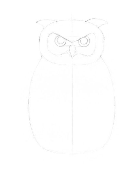 Сова рисунок для срисовки легкие