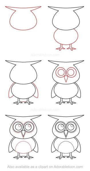Пошаговое рисование Совы