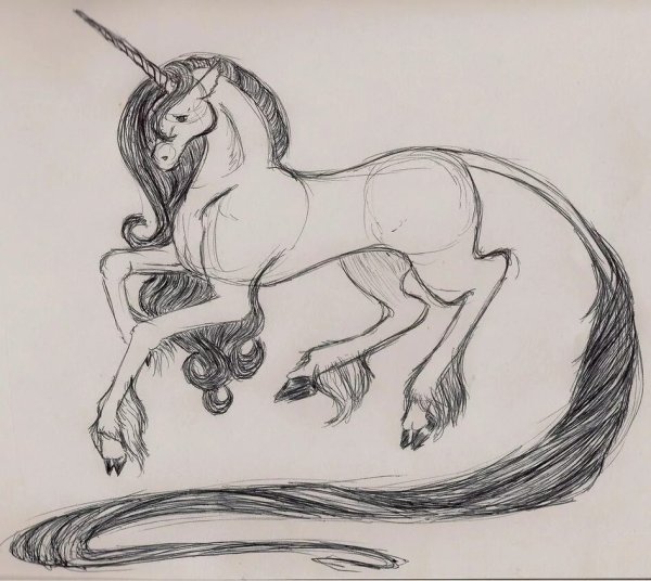 Единорог рисунок карандашом