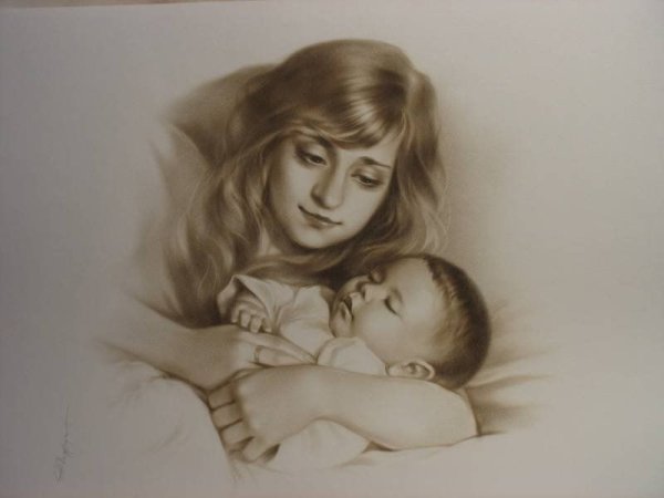 Мать с ребенком рисунок