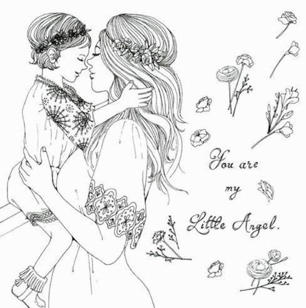 Раскраски антистресс мама и ребенок