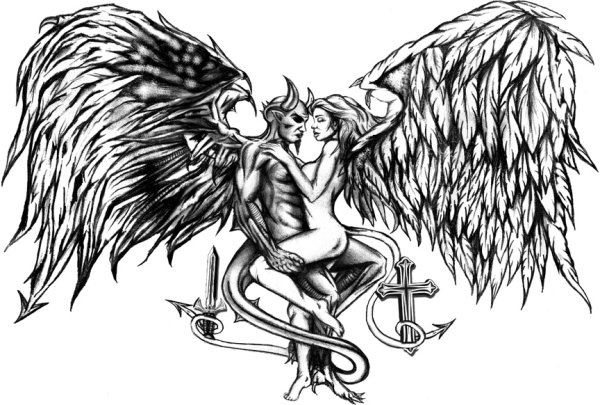 Эскиз ангела и демона