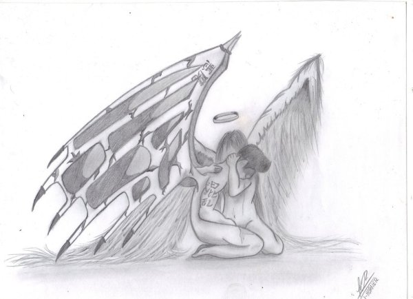 Срисовка ангела и демона