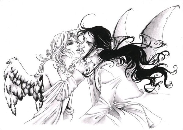 Рисунки карандашом ангелов и демонов