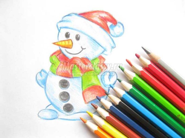 Рисование Новогодняя ветка