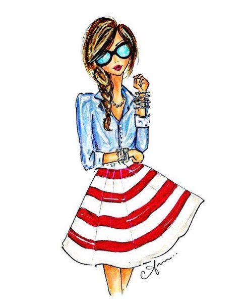 Модные нарисованные девушки