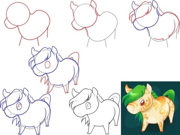 Как нарисовать лошадь поэтапно