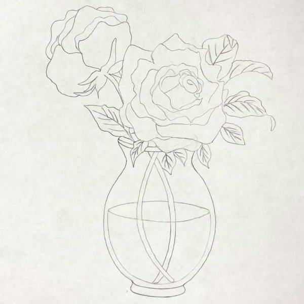 Поэтапное рисование вазы с цветами