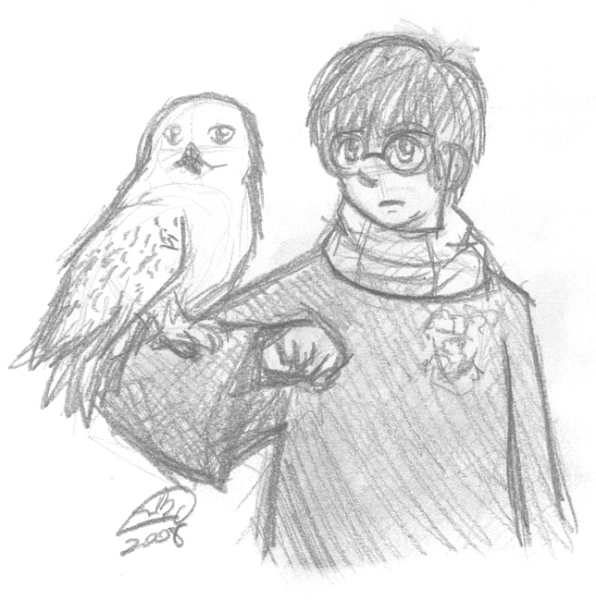 Букля с Гарри Поттера карандашом