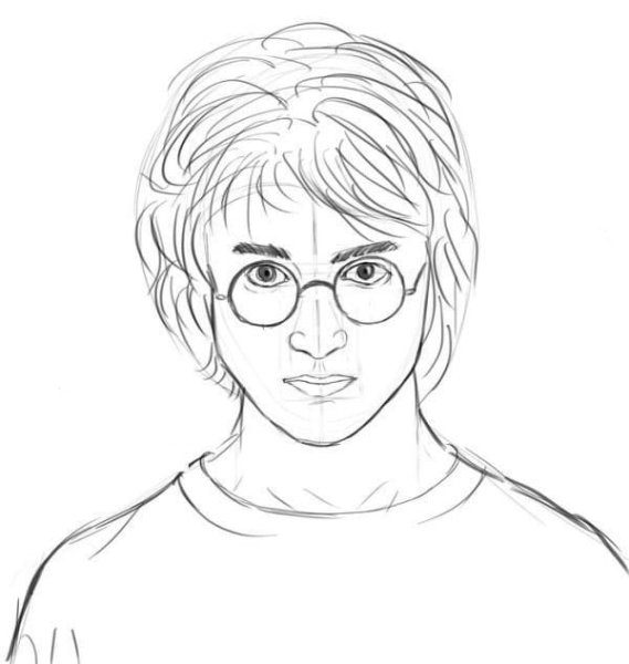 Портрет Гарри Поттера поэтапно