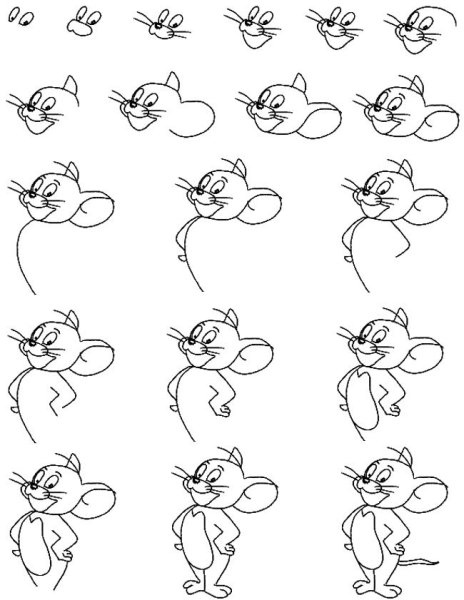 Нарисовать Тома из мультика том и Джерри поэтапно